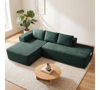 Sofá modular de tres plazas COMHOMA con función de cama, 255 cm, tapizado en pana. Sofá chaise longue con estructura metálica en la parte trasera, en forma de L, con mecanismo de cama