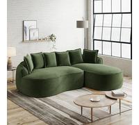 Sofá Modular en L de Chenilla, para Salón, Verde, 252x164x67 cm