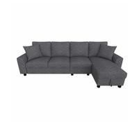 Sofá modular en u 280 cm - 2 plazas con 2 chaise longues, almacenamiento abatible, 2 cojines, sofá rinconero multifuncional de chenilla - gris
