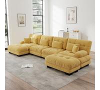 Sofá Modular en U de Chenilla, Salón, Amarillo, 406.00x145.00x81.00 cm