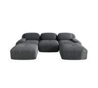 Sofá modular en u - premium cordón, sin montaje, antideslizante, apto para mascotas, brazos extra anchos, acolchado 32d - gris