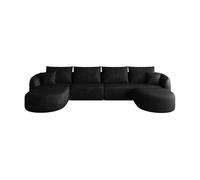 Sofá modular esquinero en u 336cm - 4 plazas, espuma comprimida, sin montaje, tapizado chenilla - negro