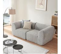 Sofá modular de 2 plazas, modelo 'Hurvas', 2 elementos de esquina con reposabrazos, 76 x 216 x 108 cm, tejido bou olor gris
