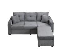 Sofá modular l 3 plazas + otomán grande - led, asiento nube, modular, alta resistencia - gris antiguo