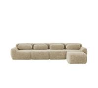 Sofá modular l 4 plazas - chaiselongue, premium felpa, sin montaje, con cojines - khaki claro