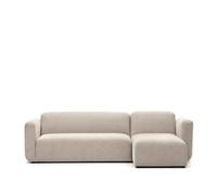 Sofá modular Neom de 3 plazas con chaise longue derecha/izquierda, color beige, 263 cm, certificación FSC Mix.