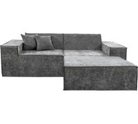 Habitat y Jardin - Sofá modular recto con otomana en tela texturizada "Lusso" - 3 plazas - Gris