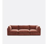Sofá modular recto de 3 plazas, en poliéster jaspeado, MALO. Talla 3 plazas. Color Ladrillo rosado