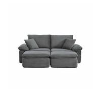 Sofá modular sin estructura 2 plazas - sofá cloud acolchado suave, sin montaje, con reposapiés, bolsillos de almacenamiento, convertible en sillón cama - gris claro