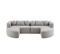 Sofá modular,sofá compresible 4 plazas fija panorámico de tela,gris