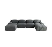 Sofá modular u - sin montaje - corduroy transpirable, 32d espuma de alta elasticidad, reposabrazos extra anchos, ergonómico y apto para mascotas - gris
