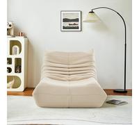 Sofá "Moonbite Lazy" color beige con reposapiés a juego. Fabricado en terciopelo de estilo nórdico, con cojines de 86x65x75 cm y relleno de espuma de alta densidad