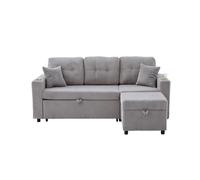 Sofá multifuncional 3 plazas - con almacenamiento y cama extensible - gris claro