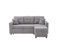 Sofá multifuncional 3 plazas - con almacenamiento y cama extensible - gris claro