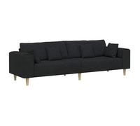 vidaXL Sofá para sala con cojín Negro 250x77x76 cm Tela Diseño moderno