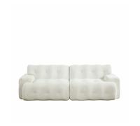 Sofá nube 2 plazas - diseño curvo, reposabrazos anchos, capitoné moderno, sin montaje - beige