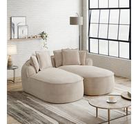 Sofá Nube de Chenilla, Chaise Longue Doble, Taupe Claro, 184x164x67 cm