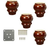 Sofá pie Pies for Muebles, Pies Redondos for Sofá, Pies for Cama, Pies De Madera Maciza, Juego De 4, for Taburetes, Herrajes for Muebles, 9 Cm Marrón