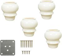 Sofá pie Pies for Muebles, Pies Redondos for Sofá, Pies for Cama, Pies De Madera Maciza, Juego De 4, Pies De Repuesto for Taburetes, Mesitas De Noche/camas, 9 Cm, Blanco