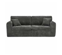 Sofá relax 2 plazas - para espacios pequeños, tejido de chenilla suave, bolsillo lateral para revistas, portavasos y cojines - negro