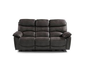 Sofá relax motorizado tela esprit 3 plazas gris chocolate - conforama