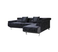Sofa Rinconera Chaise Longue Executive negro 262x190cm vista de frente lado derecho Black