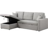 Sofá rinconera convertible/reversible "alain" con box - 3 plazas - gris claro