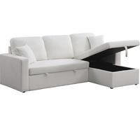 Habitat et Jardin Sofá rinconera Convertible/Reversible con Box Alain- 3 plazas - Bouclettes - Blanco