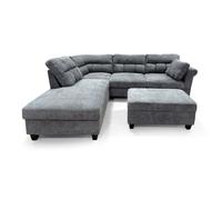 Sofa rinconera dama + ottoman ,260cm, gris, chaise izquierdo