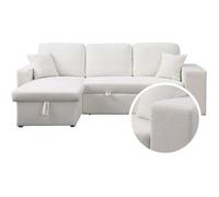 Sofá Rinconera Tela Bouclette Convertible/reversible "axel" - 3 Plazas - Blanco