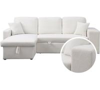Sofá Rinconera Tela Bouclette Convertible/reversible "axel" - 3 Plazas - Blanco