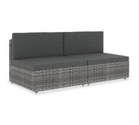 vidaXL Sofá seccional 2 plazas de ratán sintético gris