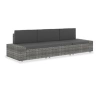 Vidaxl Sofá Seccional de Ratán Sintético Negro, Marrón, Gris - Conjunto Terraza Muebles Jardín Gray