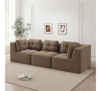 Sofá Seccional Modular de Pana, Salón, Marrón, 297.00 x 104.00 x 69.00 cm