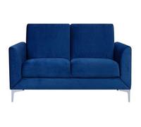 Sofá Tapizado En Tela Azul Patas Plateadas 2 Plazas Loveseat Biplaza Glamour Fenes