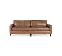 Sofá tapizado fabricado en piel y acabado camel 220cm85X220X85