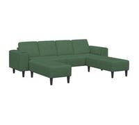 vidaXL Sofá 250 x 188 x 76 cm Tela de Pana Multicolor Verde oscuro