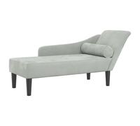 Sofá vidaXL Chaise Longue Diván con Cojines de Terciopelo Gris Claro, Tumbona, Sofá de Salón