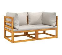 Sofás Modulares Esquina 2 Uds Madera Acacia Cojines Gris Claro Vidaxl