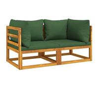 Sofás Modulares Esquina 2 Uds Madera Acacia Con Cojines Verde Vidaxl