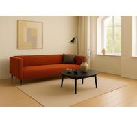 Sofello, sofá moderno de 3 plazas, modelo CALMO, color rojo, sin función de cama, ideal para el salón