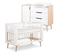 SOFIE Juego de cómoda cambiador y cuna estilo escandinavo 120X60 Blanco