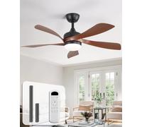 Sofucor Silencioso Ventilador de Techo con Luz, Mando a Distancia, 114 cm | LED, Motor DC,Temporizador, 3 Temperaturas Luz Regulables, 6 Velocidades para Dormitorio Salon