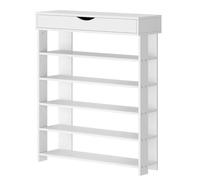 sogesfurniture Zapatero de madera con 5 niveles, para 20 pares de zapatos, ideal para vestíbulo, pasillo, escalera, 75 x 30 x 94 cm, color blanco, 10CZWKL24-WH