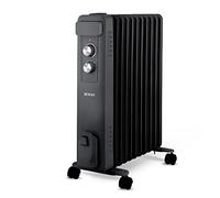 Sogo Radiador Eléctrico Bajo Consumo de Aceite con 11 Elementos - Calefactor Bajo Consumo Silencioso para Habitación - Radiador Eléctrico con Ruedas y Termostato Ajustable - Hasta 2500W de Potencia
