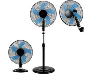 Sogo Ventilador 3 en 1 Silencioso Potente con 5 Aspas - Ventilador de Pie Sobremesa y Pared Versátil para Hogar y Oficina - Ventilador 16 Pulgadas Bajo Consumo con 3 Velocidades Ajustables