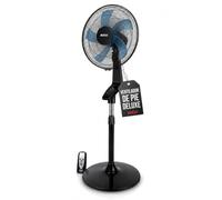SOGO Ventilador de Pie Deluxe con Mando a Distancia y Temporizador, Potente, Silencioso, Oscilante, altura ajustable 120-145 cm con 3 velocdades, Diámetro 40cm, 5 aspas, 50W, Color Negro (SS-21280)