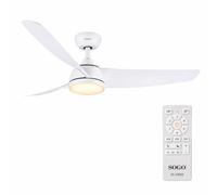 SOGO Ventilador de Techo con Luz LED Regulable 52" y Motor DC Silencioso - Ventilador de Techo con Luz y Mando a Distancia, 6 Velocidades, Temporizador, Función Verano/Invierno, 132 cm