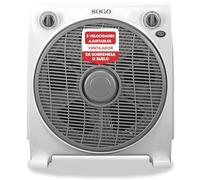 SOGO Ventilador Rotatorio Box-Fan 12" Con Rejilla Giratoria Multidireccional - Ventilador De Bajo Ruido Con Temporizador - 3 Velocidades - Silencioso Para Hogar