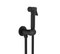 SOHO Ducha Higiénica WC/Bidet Negra Mate - Set Completo de Latón Macizo con Válvula de Cierre Integrada, Soporte de Pared y Manguera Metálica de 120 cm - Solo para Agua Fría